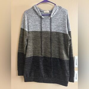 Striped Gray and Green Hoodie